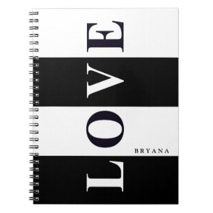 LOVE IN BLACK & WHITE Chic Personalised Notebook