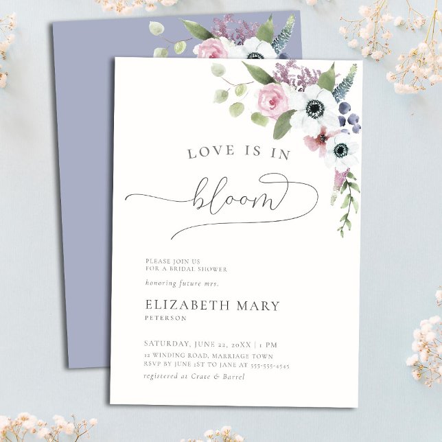  Love in Bloom Anemones Boho Floral Bridal Shower Invitation (Creator Uploaded)