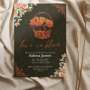 Love in Bloom Autumn Orange Floral Bridal Shower Invitation