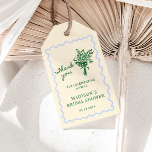 Love in Bloom Blue Green Bridal Shower Thank you Gift Tags