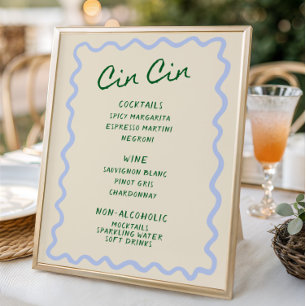 Love in Bloom Blue Green Cin Cin Bar Menu Poster