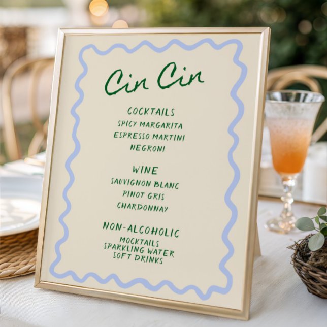 Love in Bloom Blue Green Cin Cin Bar Menu Poster (Creator Uploaded)