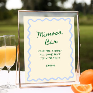 Love in Bloom Blue Green Mimosa Bar Poster
