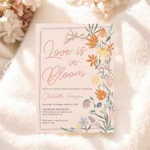 Love in Bloom Boho Floral Wildflower Bridal Shower Invitation