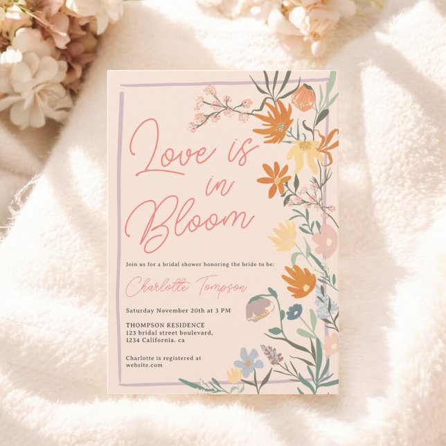 Love in Bloom Boho Floral Wildflower Bridal Shower Invitation (Love in Bloom Boho Floral Wildflower Bridal Shower Invitation)