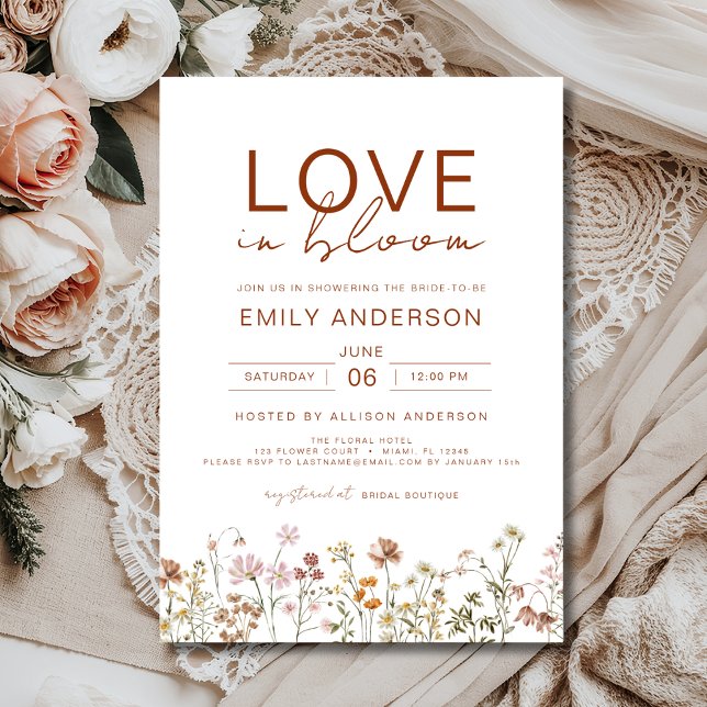 Love in Bloom Boho Wildflower Bridal Shower Invitation (Creator Uploaded)
