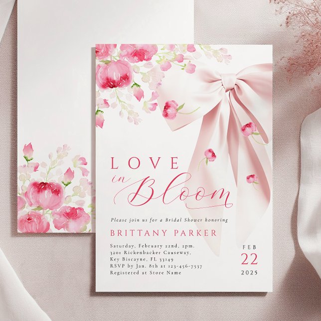 Love in Bloom Bow Bridal Shower  Invitation (Creator Uploaded)