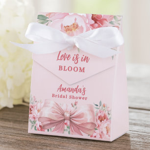 Love in Bloom bow pink florals Bridal Shower Favour Box