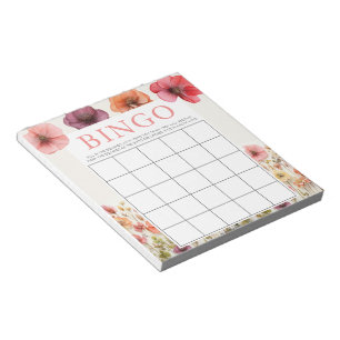 Love in Bloom Bridal Shower 40 Bingo Sheets Notepad