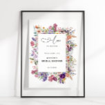 Love In Bloom Bridal Shower Floral Garden Welcome  Poster<br><div class="desc">Colourful & elegant garden flower frame bridal shower welcome poster.</div>