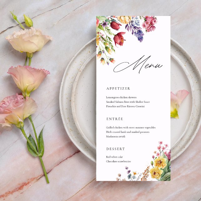 Love In Bloom Bridal Shower Floral Menu Card (Creator Uploaded)