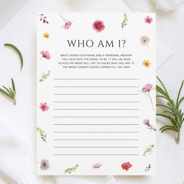Love in Bloom Bridal Shower Guess Who Game Card (Creator Uploaded)