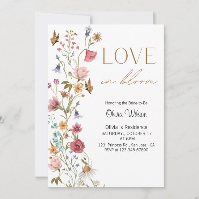 Love in Bloom Bridal Shower  Invitation (Front)