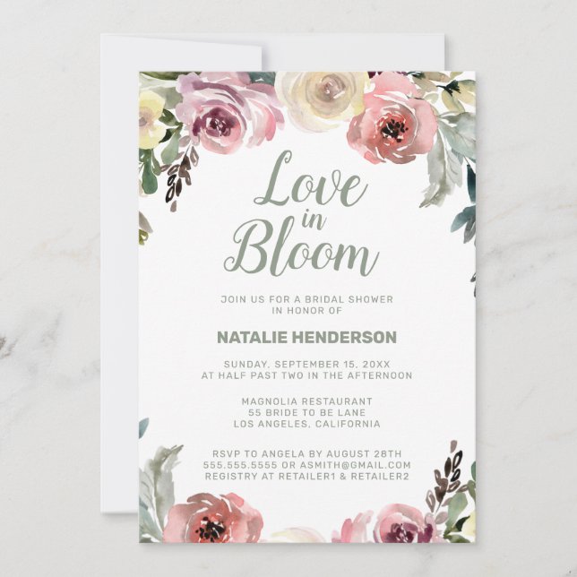 Love in Bloom Bridal Shower Invitation (Front)