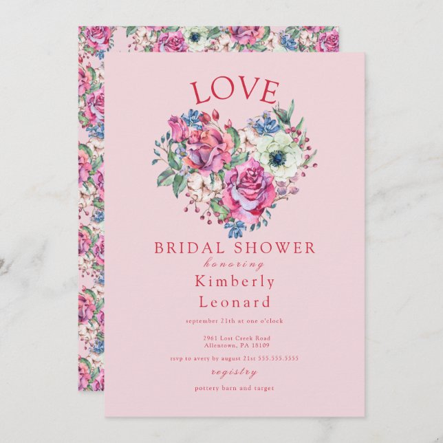 Love in Bloom Bridal Shower Invitation (Front/Back)