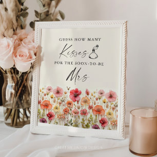 Love In Bloom Bridal Shower Kisses Game Sign