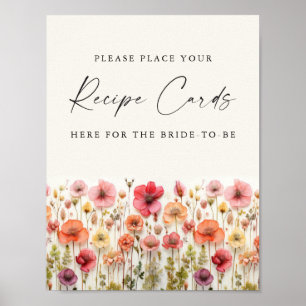 Love In Bloom Bridal Shower Recipe Cards Sign