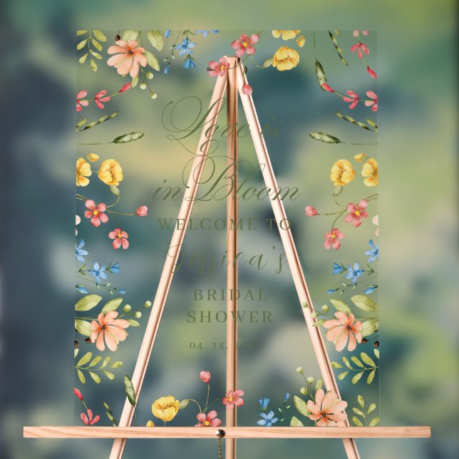 Love in Bloom Bridal Shower Welcome  Acrylic Sign (Neutral)