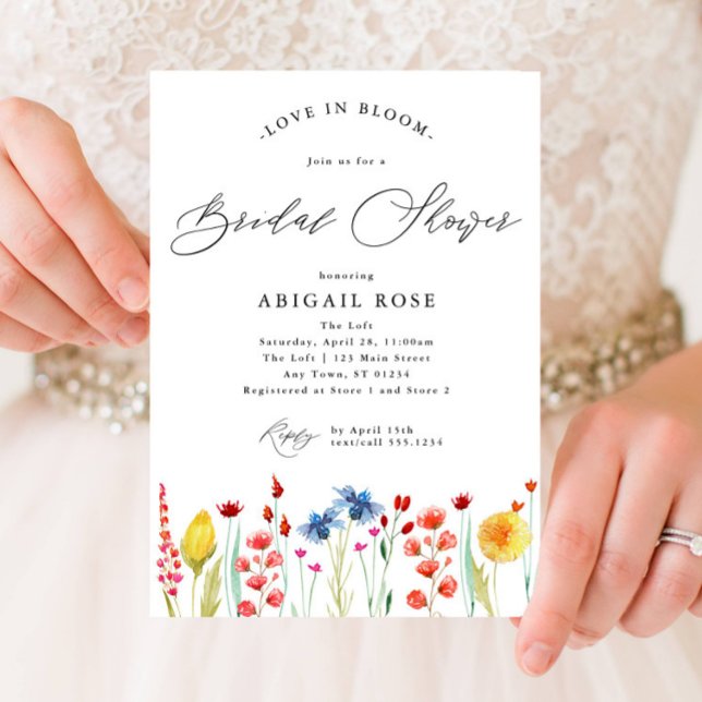 Love in Bloom Bridal Shower Wildflower Border Invitation (Creator Uploaded)