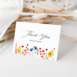 Love in Bloom Bridal Shower Wildflower Border Thank You Card