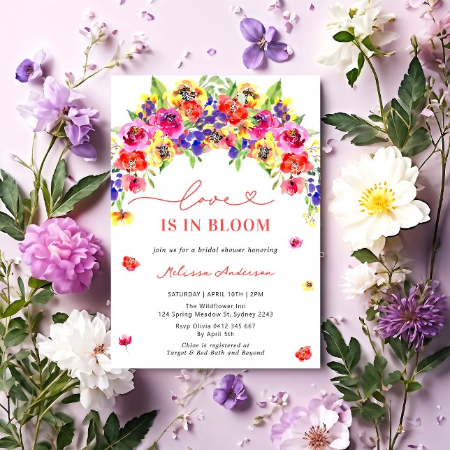 Love in Bloom Bright Colourful Floral Bridal Showe Invitation (Creator Uploaded)