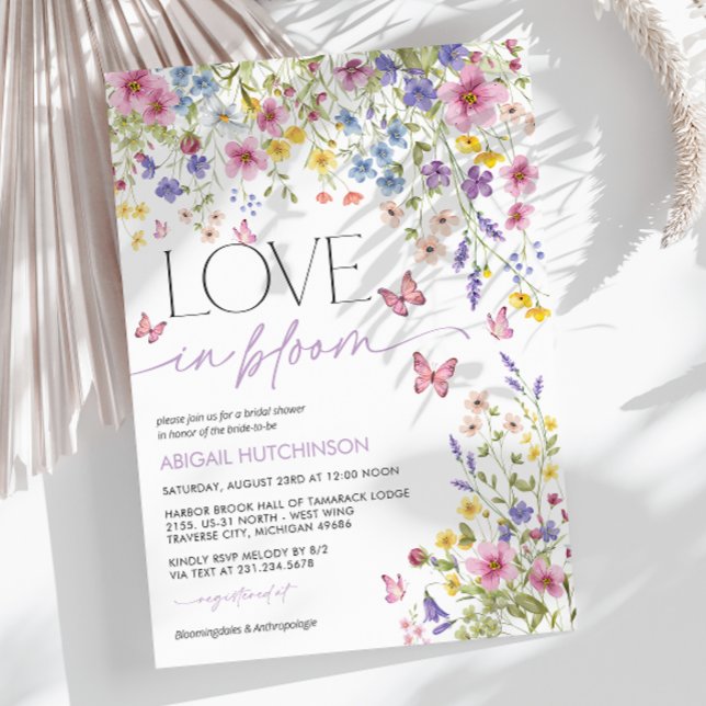 Love in Bloom Butterfly Bridal Shower Invitation (Love in Bloom Floral Butterfly Bridal Shower Invitation)