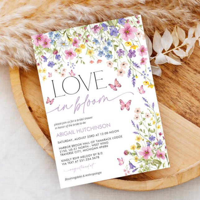 Love in Bloom Butterfly Bridal Shower Invitation (Love in Bloom Floral Butterfly Bridal Shower Invitation)