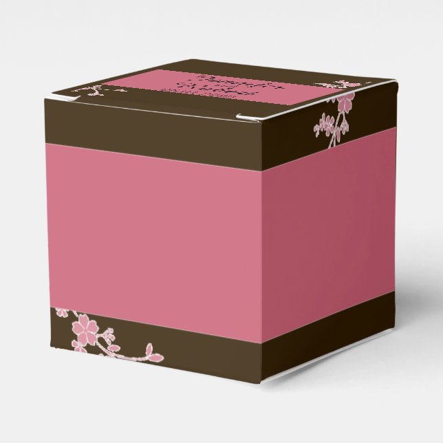 Love in Bloom Cherry Blossoms Wedding Favour Box (Front Side)