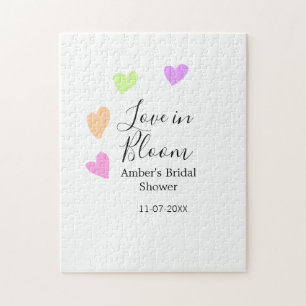 Love in Bloom colorful heart bridal shower name da Jigsaw Puzzle