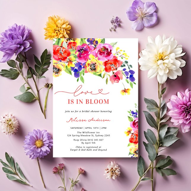 Love in Bloom Colourful Floral Bridal Shower Invitation (Creator Uploaded)