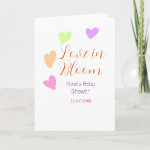 Love in Bloom colourful heart baby shower name rai Card