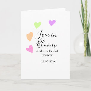 Love in Bloom colourful heart bridal shower name d Card