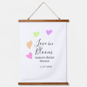 Love in Bloom colourful heart bridal shower name d Hanging Tapestry
