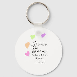 Love in Bloom colourful heart bridal shower name d Key Ring