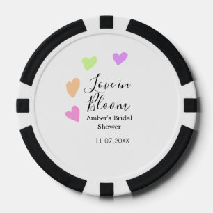 Love in Bloom colourful heart bridal shower name d Poker Chips