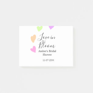 Love in Bloom colourful heart bridal shower name d Post-it Notes