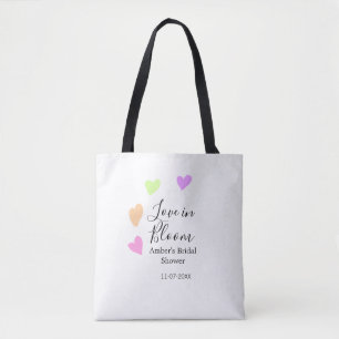 Love in Bloom colourful heart bridal shower name d Tote Bag