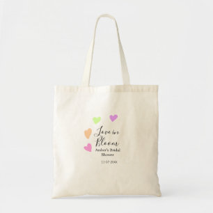 Love in Bloom colourful heart bridal shower name d Tote Bag