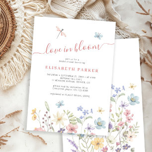 Love in bloom colourful wildflowers bridal shower invitation