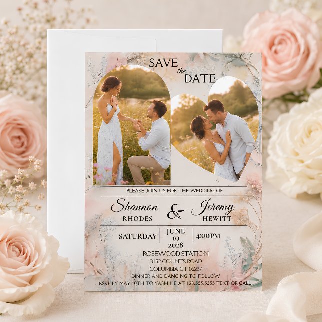 Love in Bloom Double Photo Wedding Invitation (Love in Bloom Double Photo Wedding Invitation)