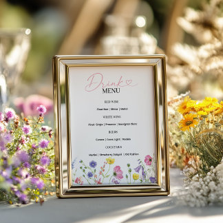 Love in Bloom Drink Menu Sign | Wildflower Themed