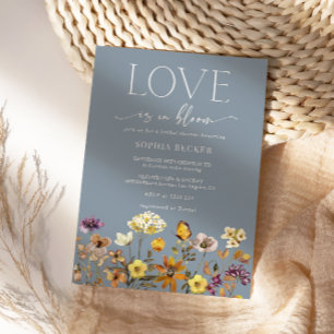 Love in Bloom Dusty Blue Wildflower  Bridal Shower Invitation