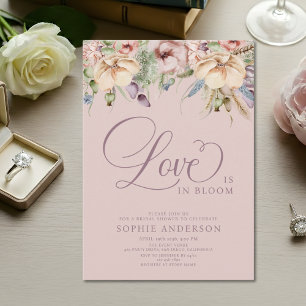 Love In Bloom Dusty Pink Wildflower Bridal Shower Invitation