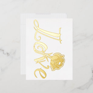 Love in Bloom: Elegant Typography with a Rose Foil Holiday Postcard