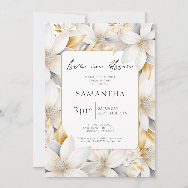 Love In Bloom Floral Border Bridal Shower  Invitation (Front)