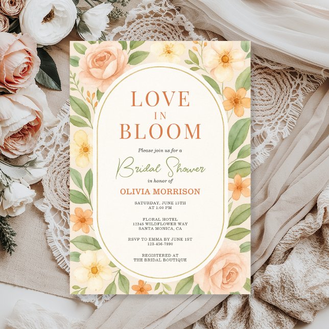 Love in Bloom Floral Botanical Bridal Shower Invitation (Creator Uploaded)