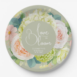 Love in Bloom Floral Bridal Shower Paper Plate