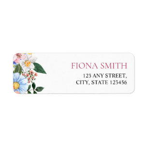 Love in Bloom   Floral Elegant Colourful Watercolo Return Address Label