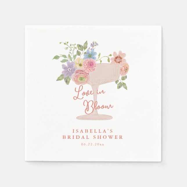 Love in Bloom Floral Garden Bridal Shower Napkin (Front)