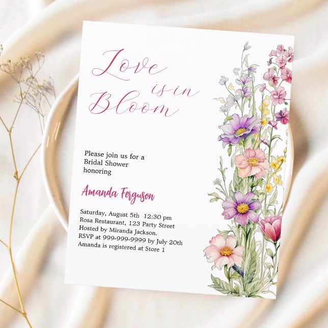 Love in bloom floral pink Bridal Shower invitation (Creator Uploaded)